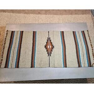 Vintage Chimayo Or Zapotec Native Mexican Wool Rug Hand Woven Textile 65"x28"